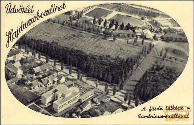 Fürdő látképe a Gambrinus-szállóval